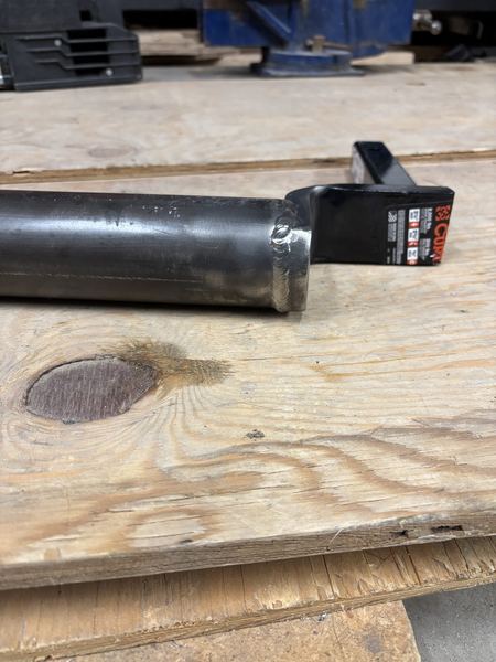 Antenna mast holder from another angle showing the weld