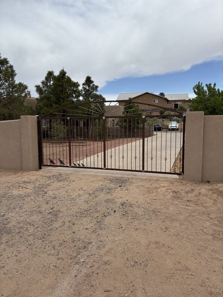 Swinging driveway gate seen from the street side